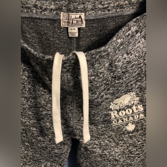 Roots Grey Cotton Lounge Casual Pants Size Medium Fall Winter Cozy - Picture 3 of 9